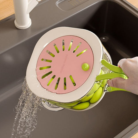 4-in-1 Portable Fruit & Vegetable Drain Basket Container with Lid