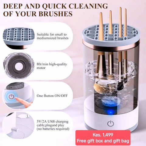 3 In 1 Electric Makeup Brush Cleaner | Automatic Make Up Brush Holder Cleaner Machine
