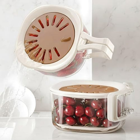 4-in-1 Portable Fruit & Vegetable Drain Basket Container with Lid