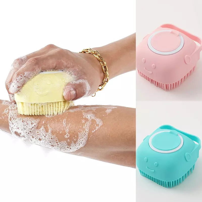 Buy 1 Get 1 Free Magic Silicone Bath and Body Brush Scrubber and Massager with Soap Dispenser