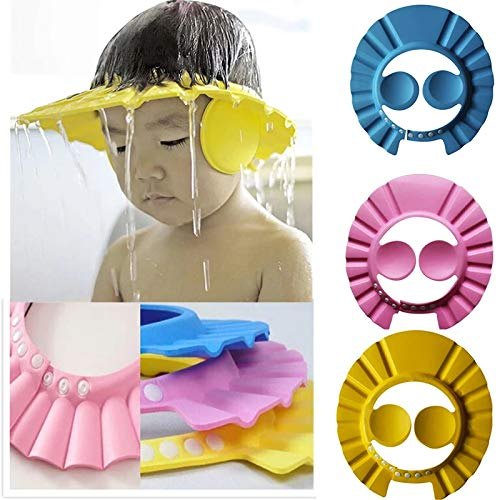 Pack of 3 Baby Shower Cap With Ear Protector (Random Color)