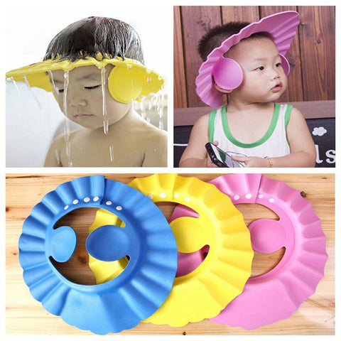 Pack of 3 Baby Shower Cap With Ear Protector (Random Color)