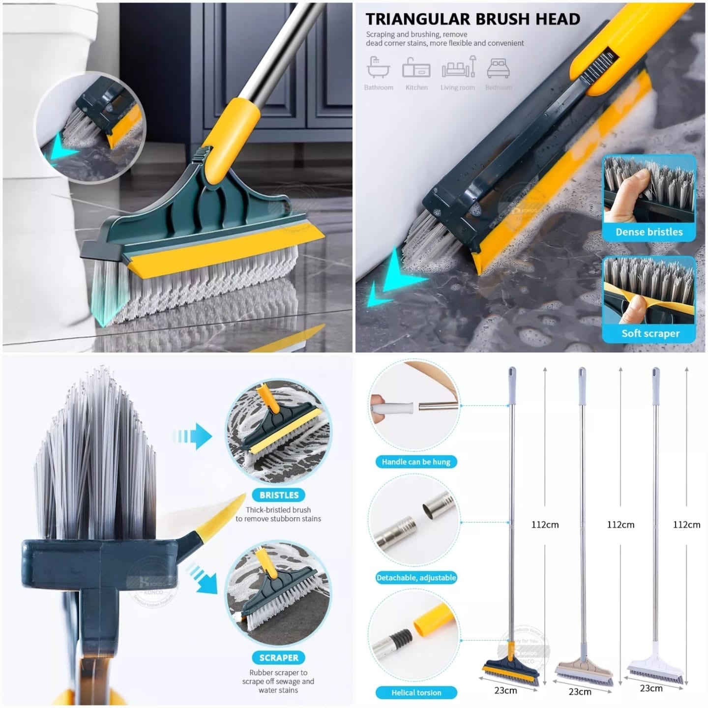 2-in-1 Floor Cleaning Brush with 120° Rotating Head | Multipurpose Scrubber