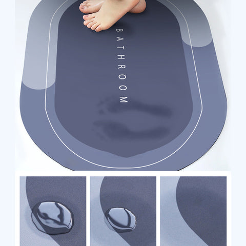 EXCLUSIVE MEGA DEAL: BUY 1, GET 1 FREE!  Washroom Mat Non-Slip 2.5mm | Oval Shape Bathroom Mat Waterproof Light+dark Gray