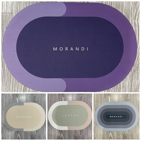 EXCLUSIVE MEGA DEAL: BUY 1, GET 1 FREE!  Washroom Mat Non-Slip 2.5mm | Oval Shape Bathroom Mat Waterproof Light+dark Gray