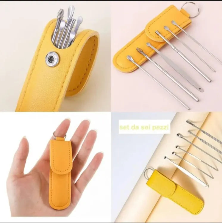 Pack of 2  Ear Wax Cleaning Kit, 6 Pcs Ear Pick Tools, Wax Removal Kit, Ear Cleaning Tool Set, Spring Earwax Cleaner Tool Ear Wax Remover