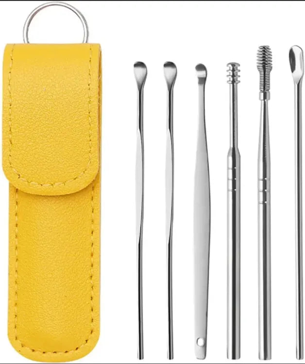 Pack of 2  Ear Wax Cleaning Kit, 6 Pcs Ear Pick Tools, Wax Removal Kit, Ear Cleaning Tool Set, Spring Earwax Cleaner Tool Ear Wax Remover