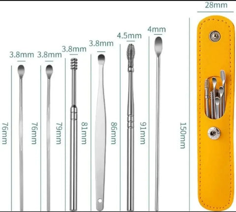 Pack of 2  Ear Wax Cleaning Kit, 6 Pcs Ear Pick Tools, Wax Removal Kit, Ear Cleaning Tool Set, Spring Earwax Cleaner Tool Ear Wax Remover