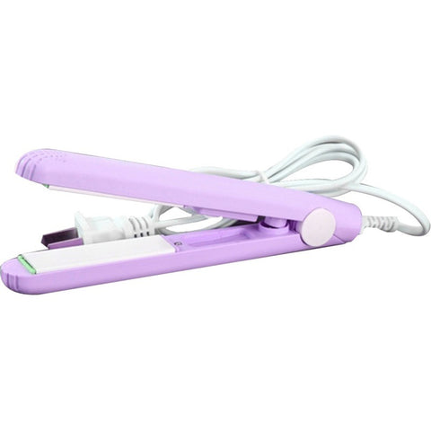 Mini Hair Straightener & Curler – Thermostatic Aluminum Plate, For Dry & Wet Hair, Compact Travel Size