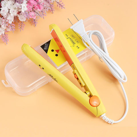 Mini Hair Straightener & Curler – Thermostatic Aluminum Plate, For Dry & Wet Hair, Compact Travel Size