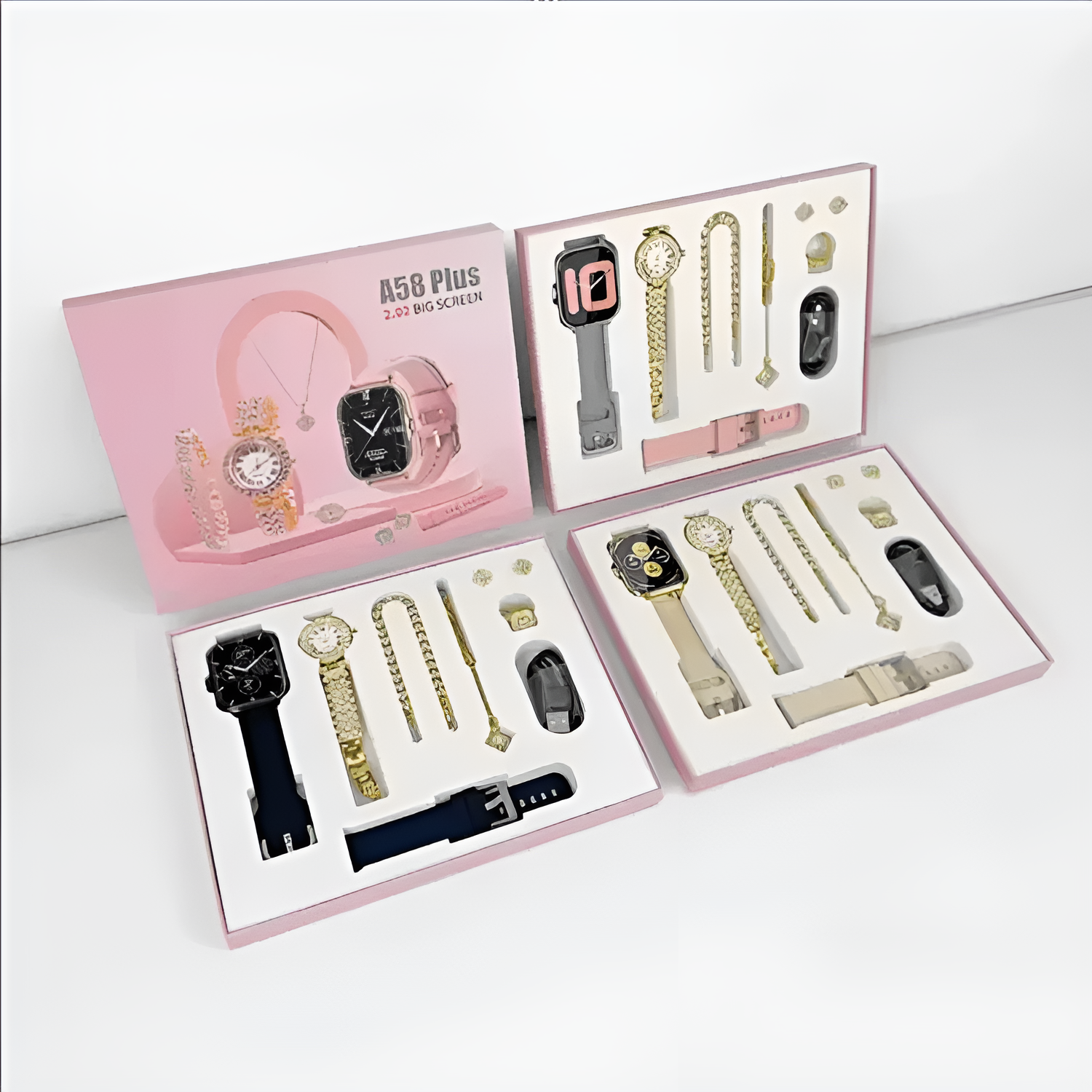 A58 Plus 6 in 1 - Smartwatch For Women | Best Quality Smart Watch For Girls | Perfect For Gift - Rose Gold