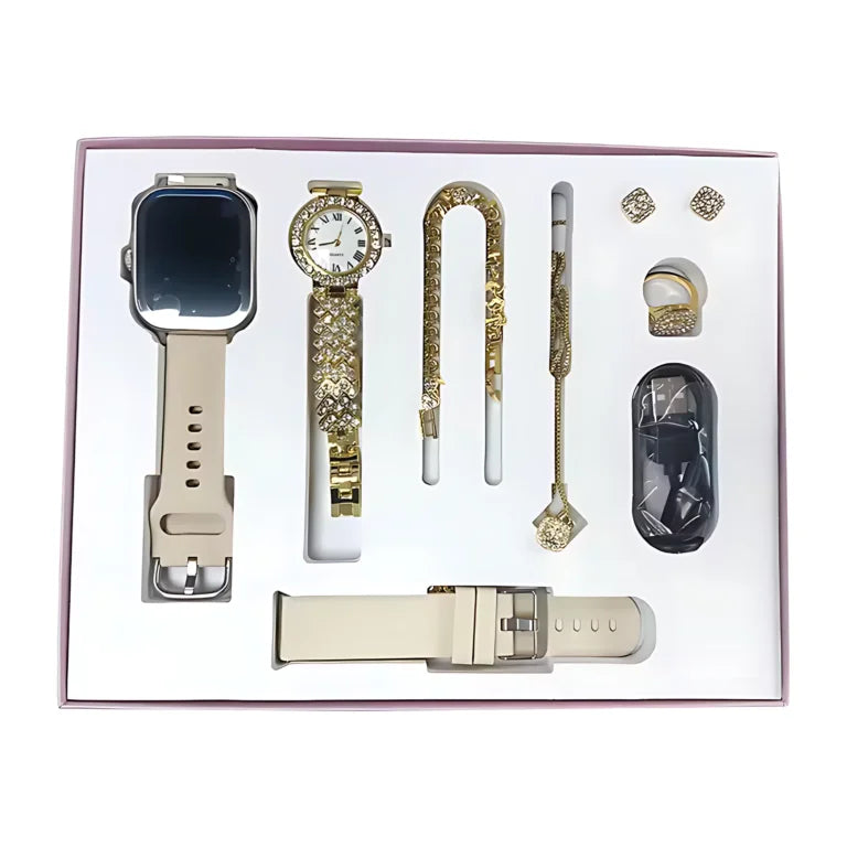 A58 Plus 6 in 1 - Smartwatch For Women | Best Quality Smart Watch For Girls | Perfect For Gift - Rose Gold