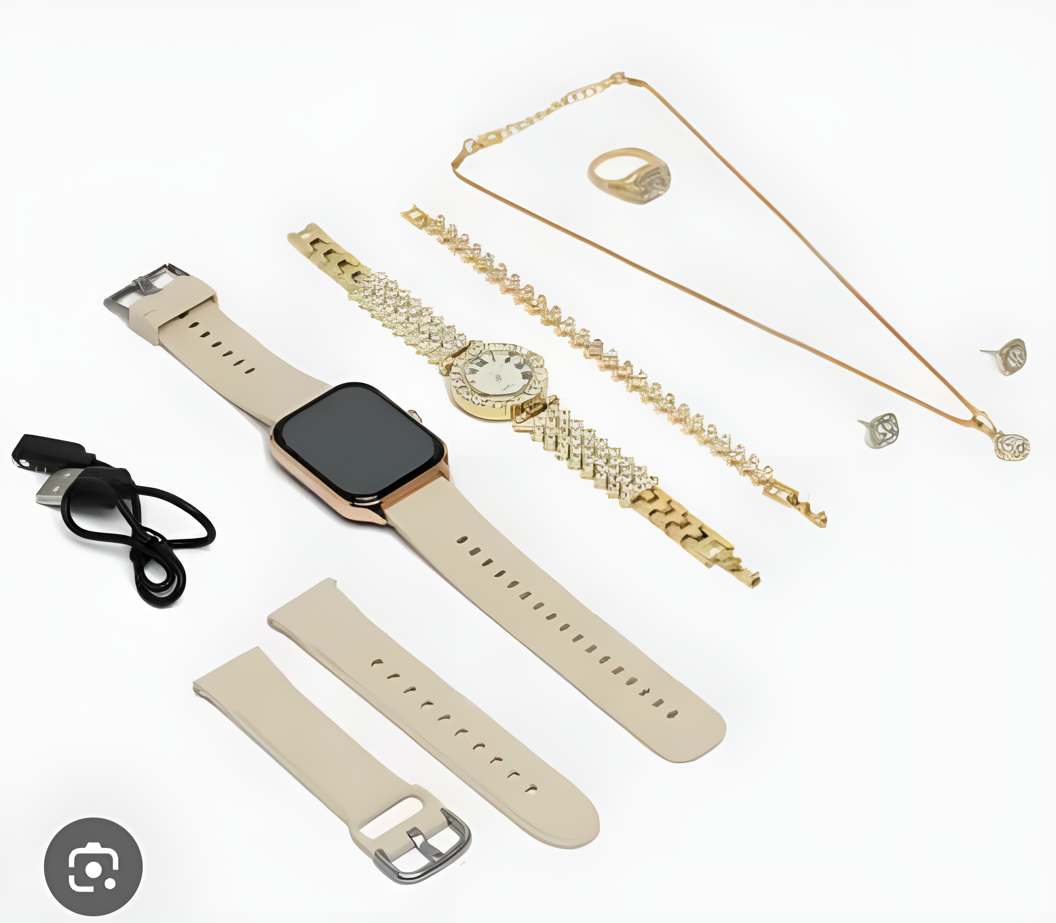 A58 Plus 6 in 1 - Smartwatch For Women | Best Quality Smart Watch For Girls | Perfect For Gift - Rose Gold