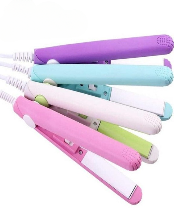 Mini Hair Straightener & Curler – Thermostatic Aluminum Plate, For Dry & Wet Hair, Compact Travel Size