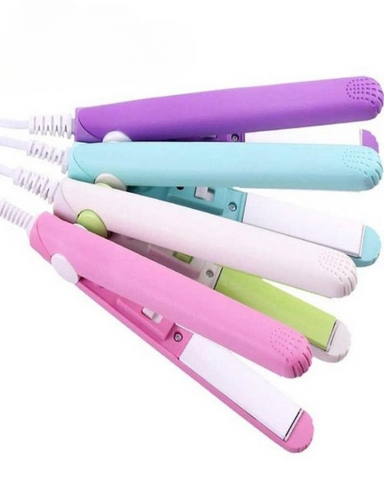 Mini Hair Straightener & Curler – Thermostatic Aluminum Plate, For Dry & Wet Hair, Compact Travel Size