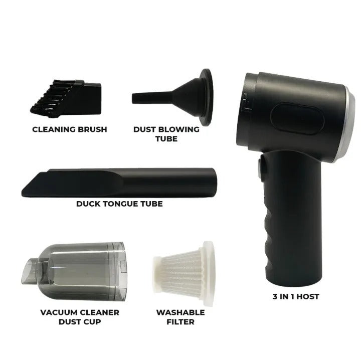 3-in-1 Portable Wireless Vacuum Cleaner - Handheld, Powerful Suction for Car, Home, Office & Everyday Quick Cleaning
