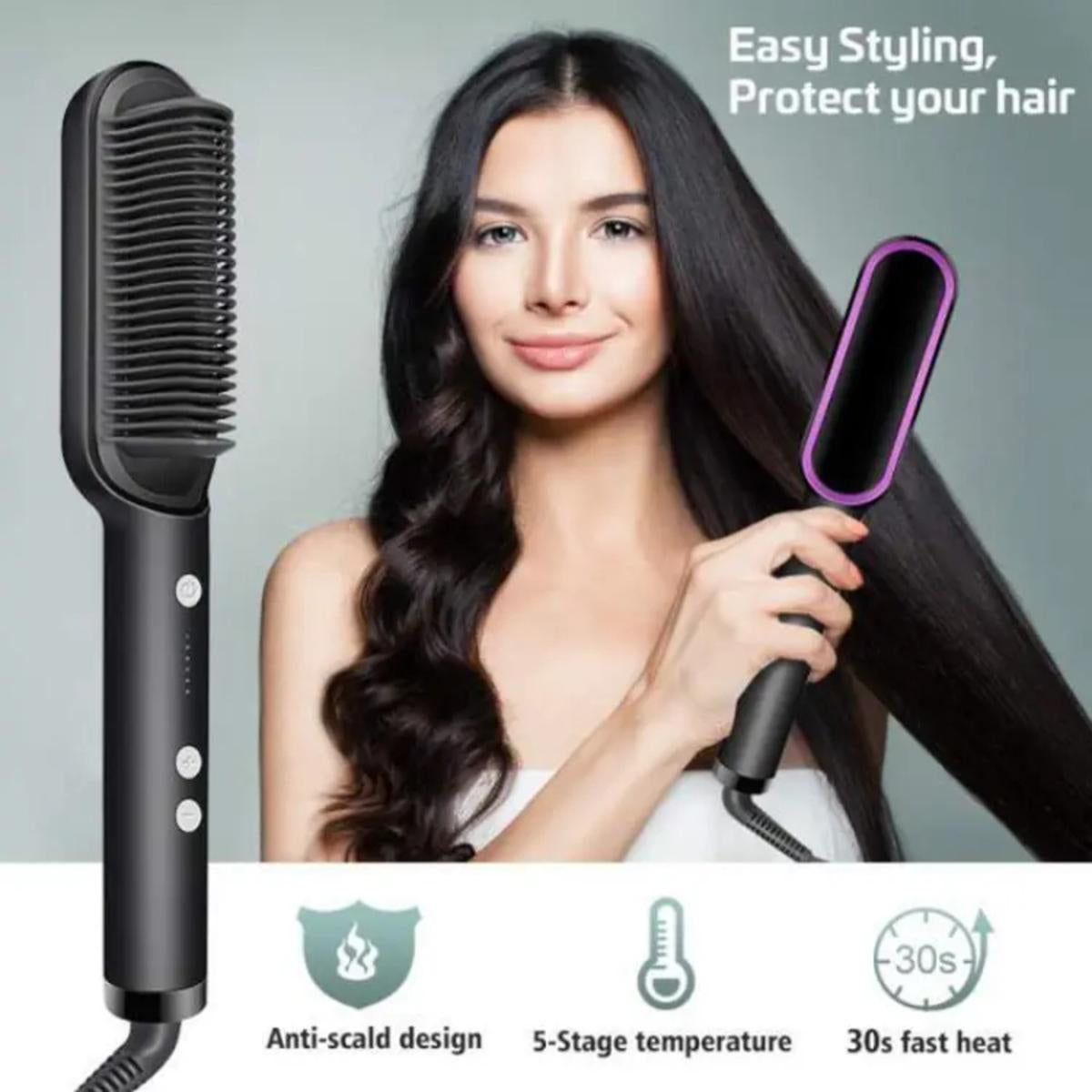 Hair Straightener Brush | 6 Temp Modes Fast Heating Comb