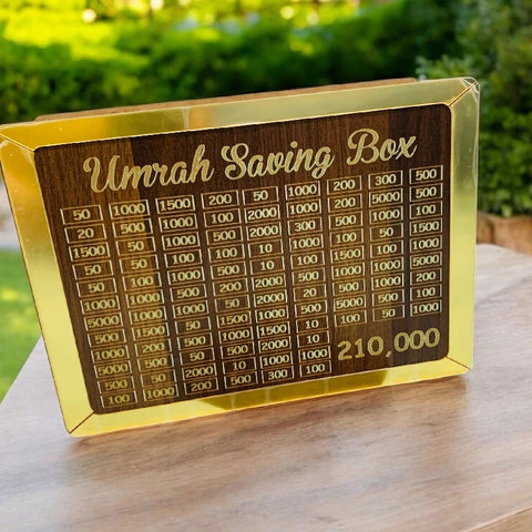 Umrah Saving Box | 210000 Umrah Saving Gift Wooden Box