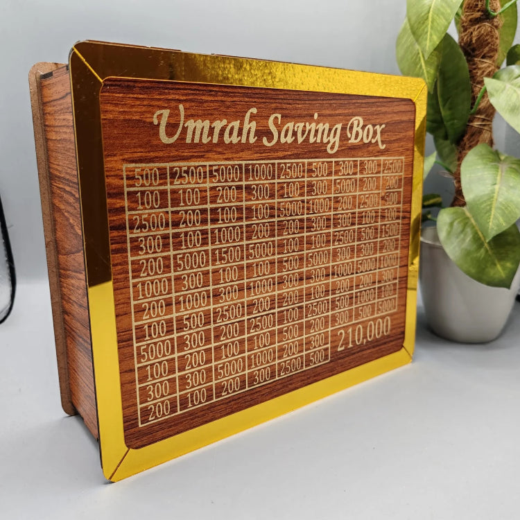 Umrah Saving Box | 210000 Umrah Saving Gift Wooden Box