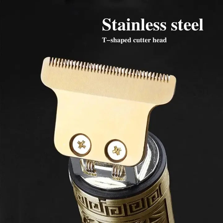 Vintage T9 Metal Body Hair Trimmer for Men – USB Rechargeable | Precision Beard, Hair & Detailing Grooming Tool