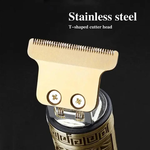 Vintage T9 Metal Body Hair Trimmer for Men – USB Rechargeable | Precision Beard, Hair & Detailing Grooming Tool