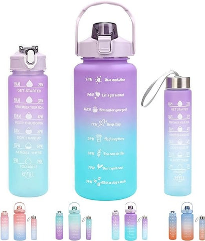 3-Piece Motivational Water Bottle Set (BPA-Free) | Stay Hydrated All Day