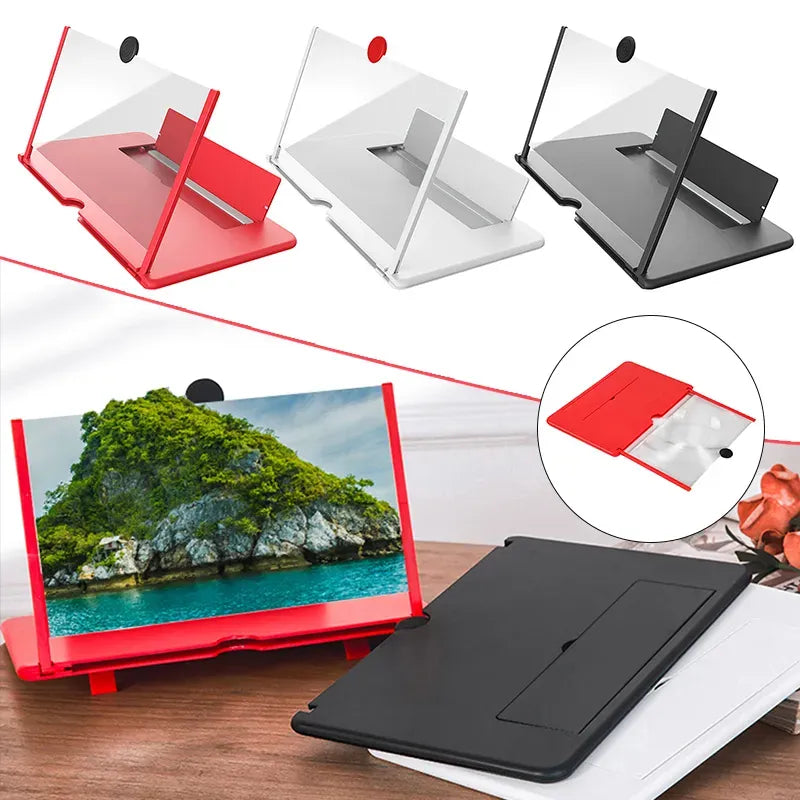 F3 10" 3D Mobile Screen Magnifier & Stand - Foldable Smartphone Display Amplifier for Movies & Eye Protection