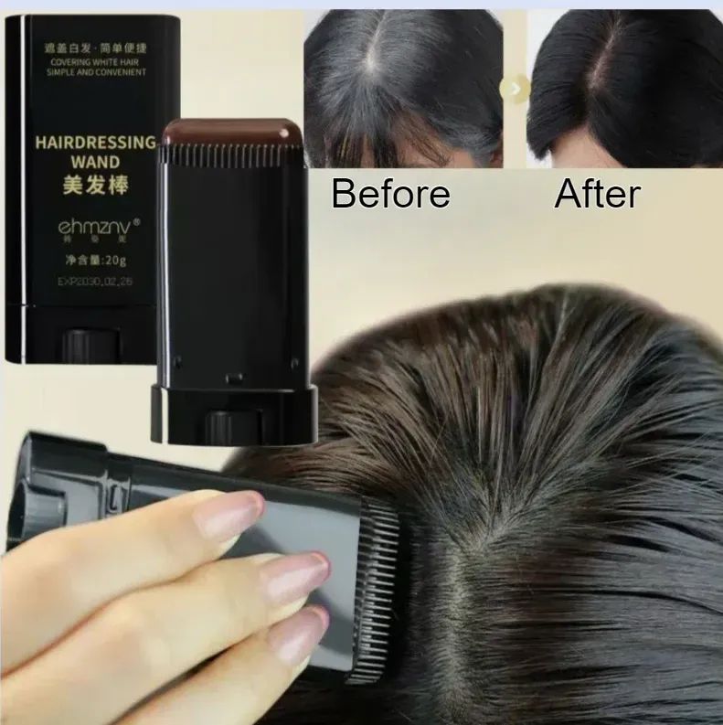 Instant Root Touch-Up Hair Color Comb Stick | Waterproof & Sweatproof Hair Dye Comb | Long-Lasting Black/Brown Hair Color