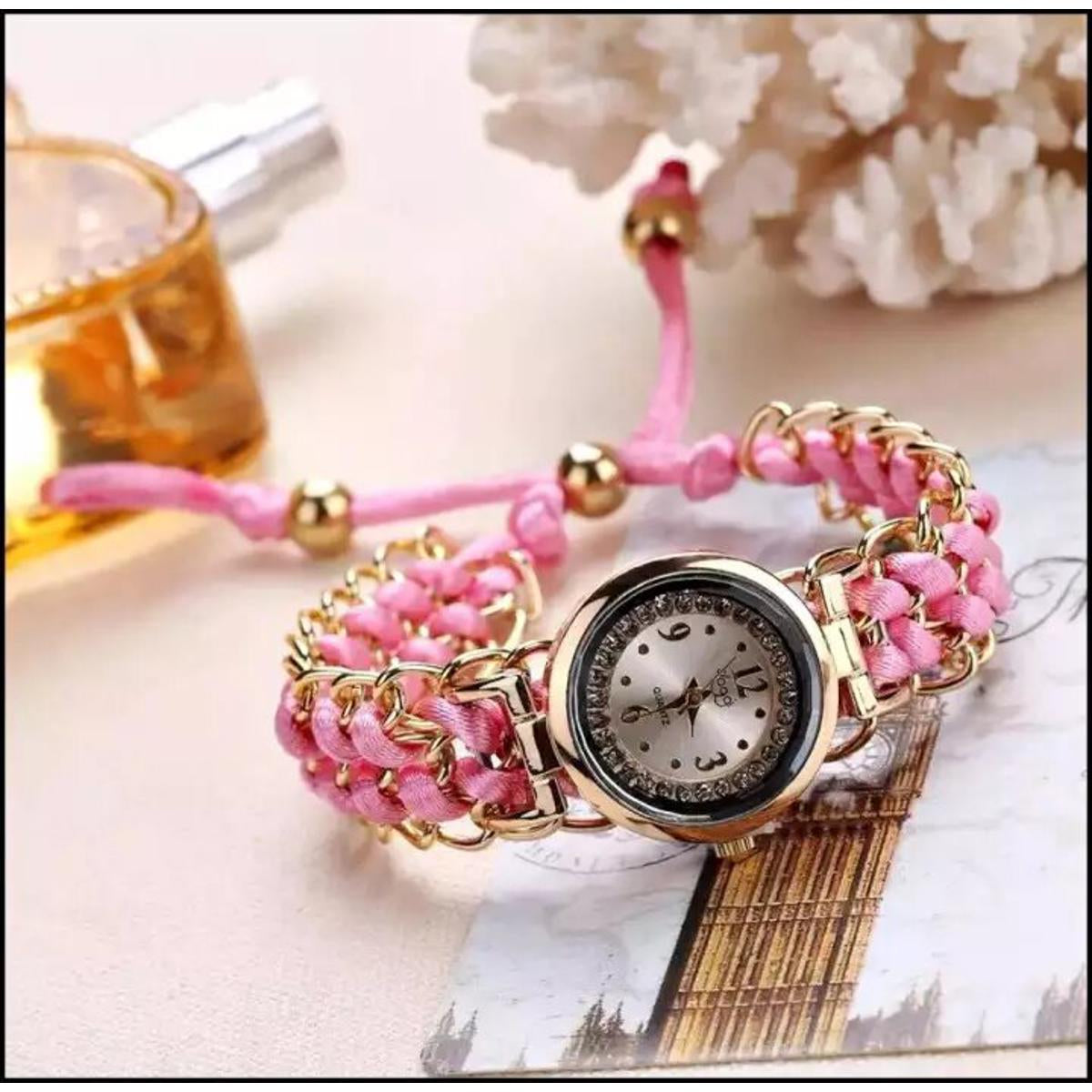 Buy 1 Get 2 Free offer - Pack Of 3 Luxury Stylish Girls Analog  Bracelet Rope Watch -