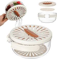 4-in-1 Portable Fruit & Vegetable Drain Basket Container with Lid