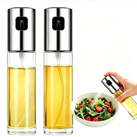(Pack of 2) Food-grade Glass Oil Spray Transparent Vinegar Bottle for Cooking