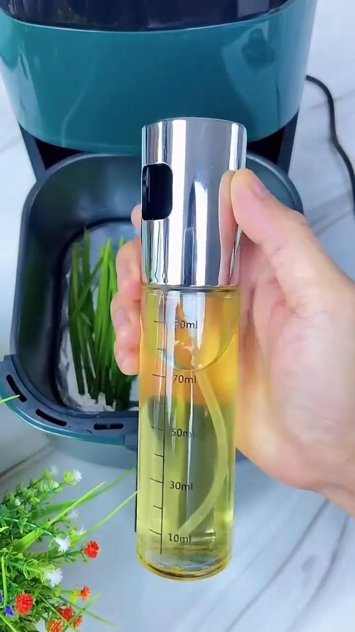 (Pack of 2) Food-grade Glass Oil Spray Transparent Vinegar Bottle for Cooking