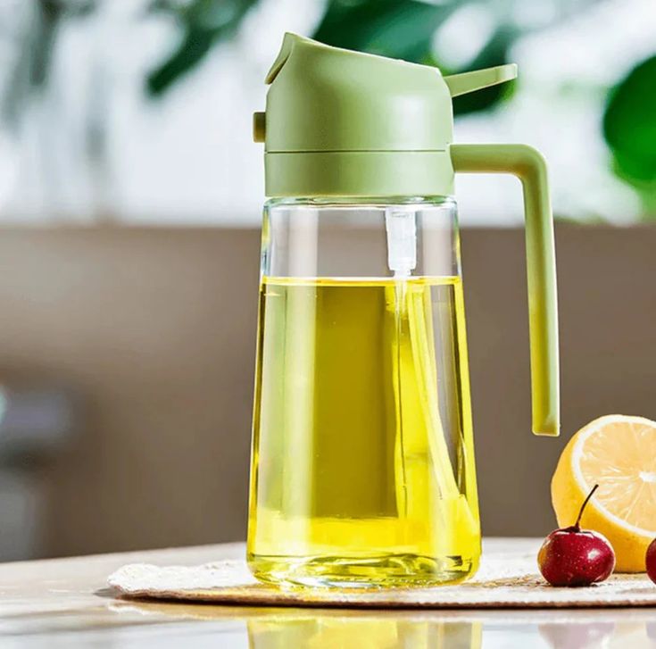2-in-1 Glass Oil Spray Bottle & Dispenser with Pouring Spout