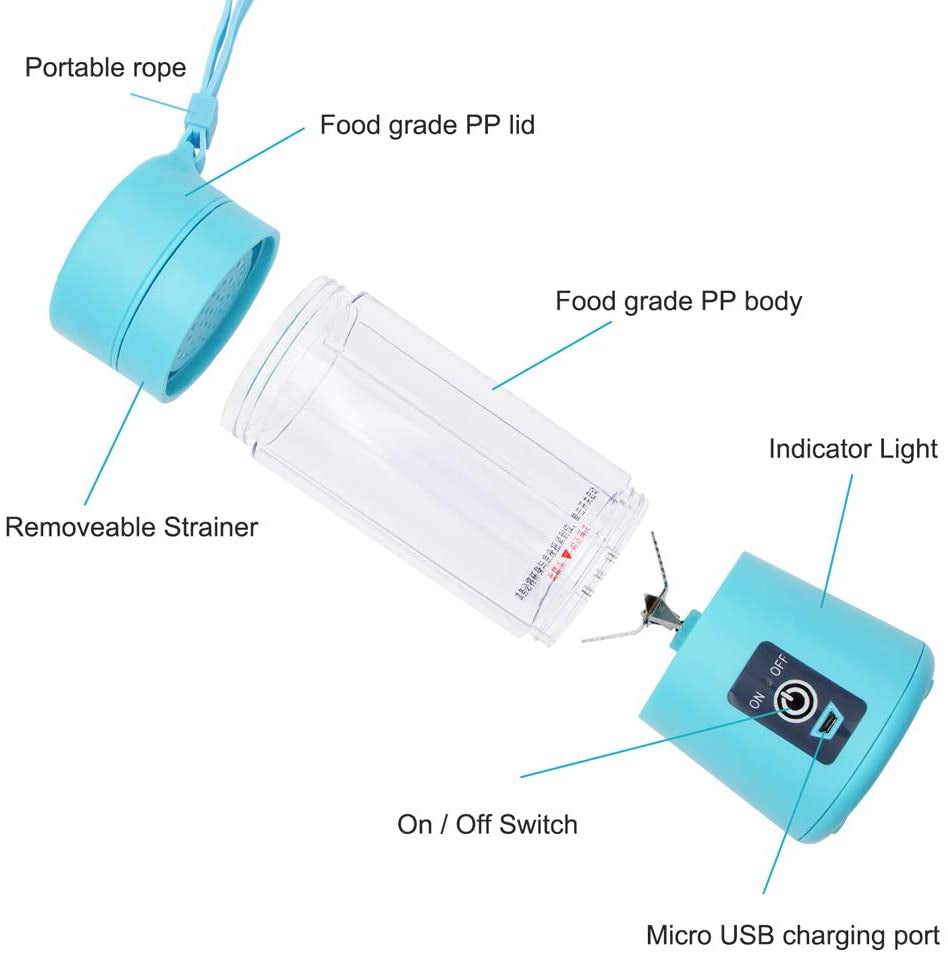 Portable 6-Blade USB Rechargeable Juicer Blender mixer