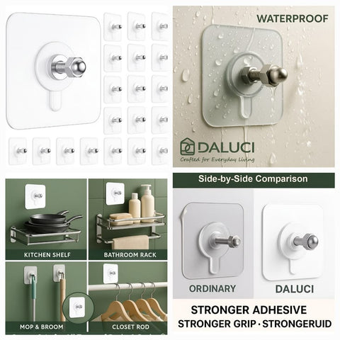 Strong Punch Free Self Adhesive Wall Screw Rod Hooks and Nail Mounting Hang Kit