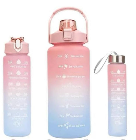 3-Piece Motivational Water Bottle Set (BPA-Free) | Stay Hydrated All Day