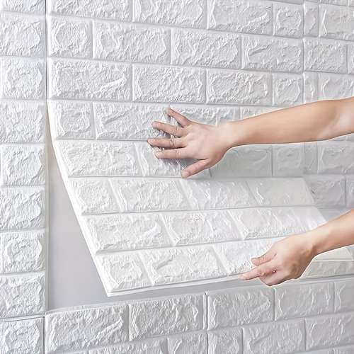 3d Wall Sticker White Brick Sheet | Bedroom Home Decor Waterproof Self Adhesive Living Room Wallpaper(70×77 cm)