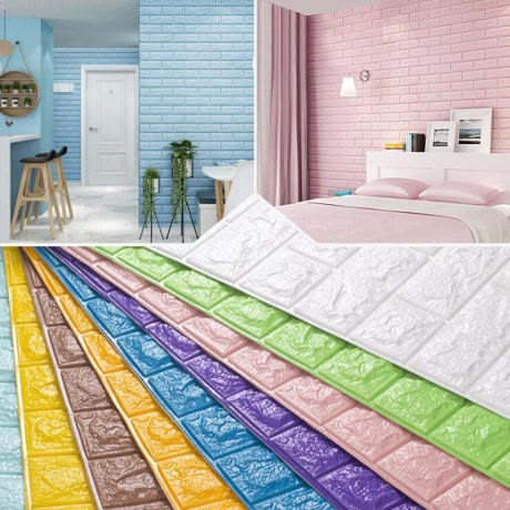 3d Wall Sticker White Brick Sheet | Bedroom Home Decor Waterproof Self Adhesive Living Room Wallpaper(70×77 cm)