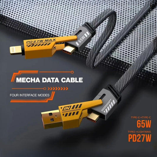 Buy 1, Get 1 Free Offer 4 In 1 Mech High Speed Data Cable | Fast Charging Stable Transfer Universal Compatibility Practical Choice For Smartphones Tablets And Laptops