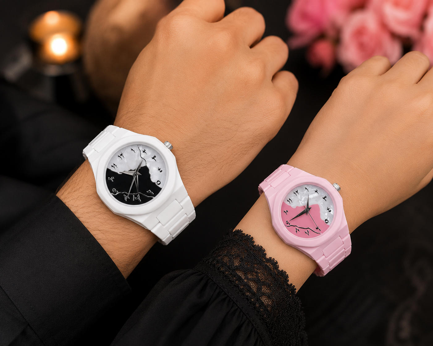 Aura Couple Watch Set - Advanced Smart Features, Premium Durable Quality & Comfortable Daily Style - Pair Watches