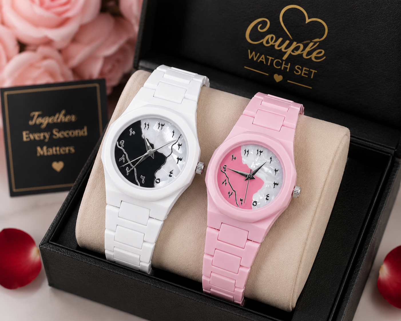 Aura Couple Watch Set - Advanced Smart Features, Premium Durable Quality & Comfortable Daily Style - Pair Watches
