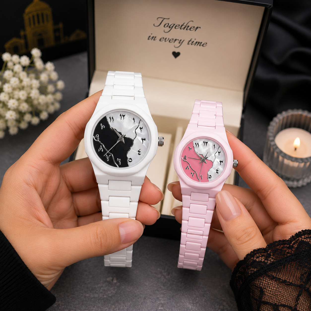 Aura Couple Watch Set - Advanced Smart Features, Premium Durable Quality & Comfortable Daily Style - Pair Watches