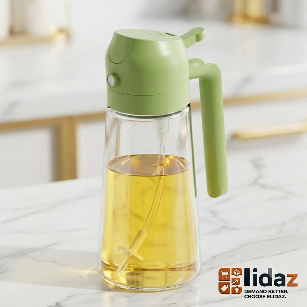 2-in-1 Glass Oil Spray Bottle & Dispenser with Pouring Spout