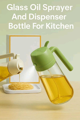 2-in-1 Glass Oil Spray Bottle & Dispenser with Pouring Spout