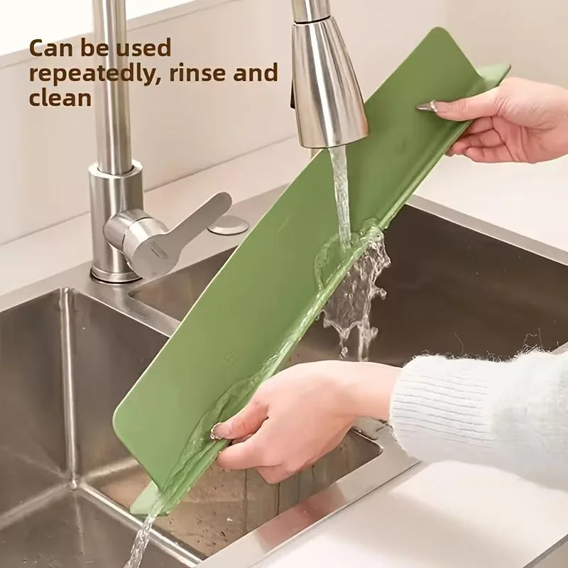 Silicone Sink Splash Guard Set |  Non-Slip Water Barrier with Strong Suction Cups for Kitchen & Bathroom Use