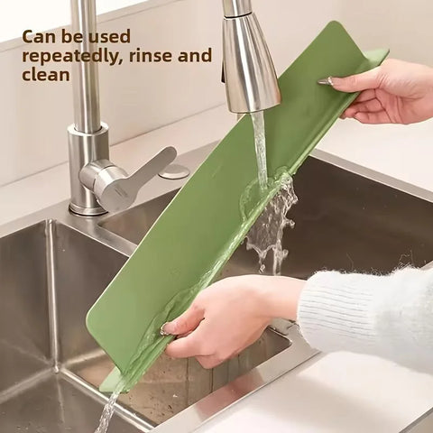 Silicone Sink Splash Guard Set |  Non-Slip Water Barrier with Strong Suction Cups for Kitchen & Bathroom Use