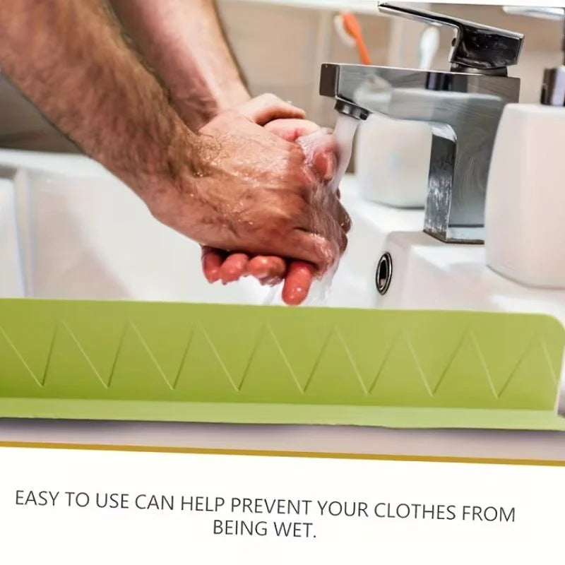 Silicone Sink Splash Guard Set |  Non-Slip Water Barrier with Strong Suction Cups for Kitchen & Bathroom Use
