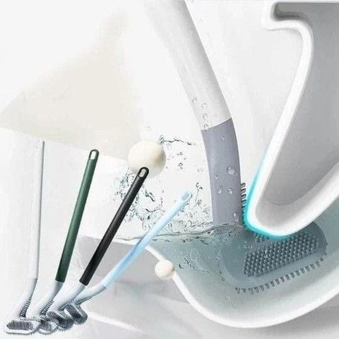 360° Golf Head Silicone Toilet Brush – Flexible Long-Handle Deep Cleaner