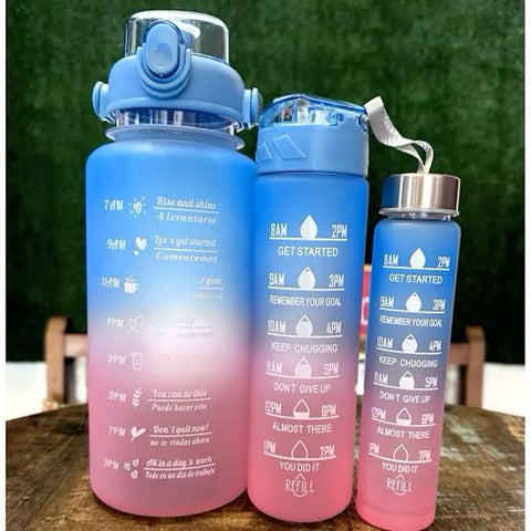 3-Piece Motivational Water Bottle Set (BPA-Free) | Stay Hydrated All Day