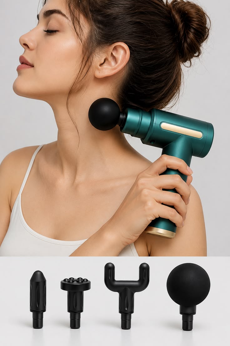 Portable Rechargeable Deep Tissue Massage Gun With Multiple Massage Heads For Muscle Relaxation